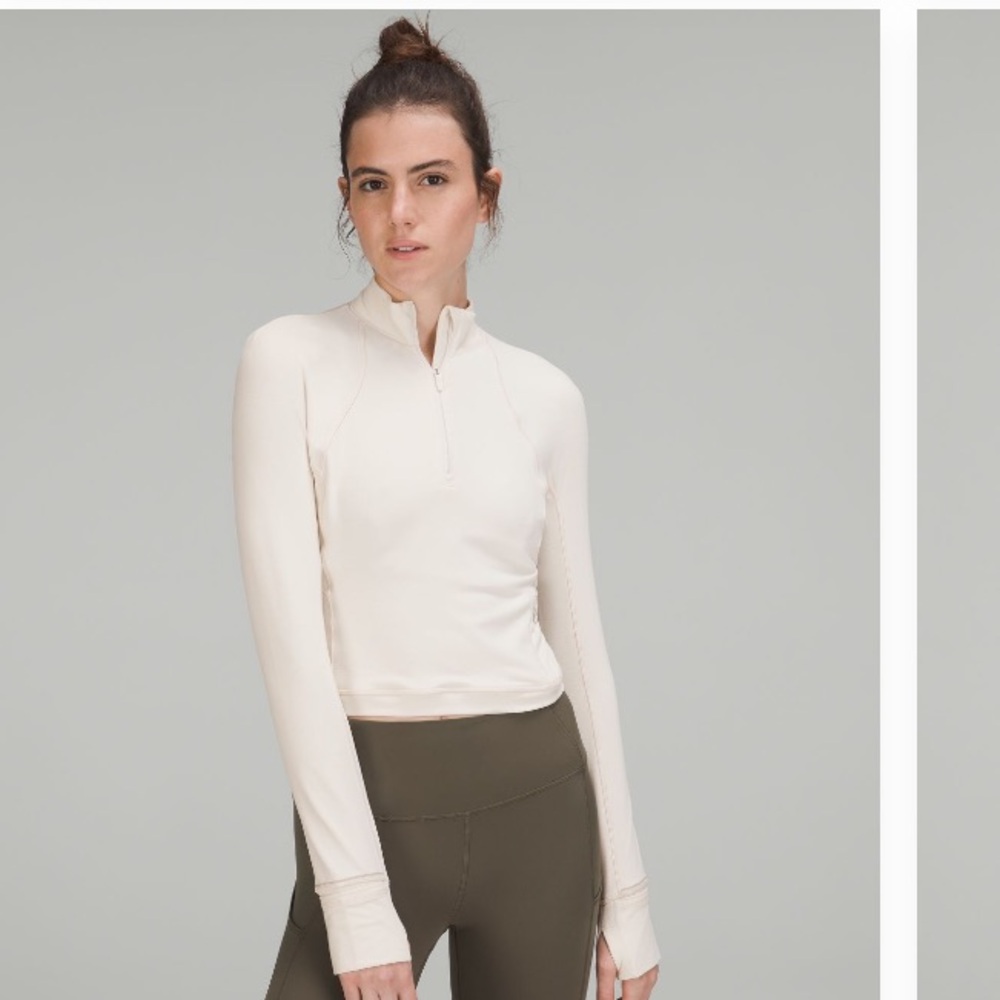 lululemon athletica white opal quarter zip top